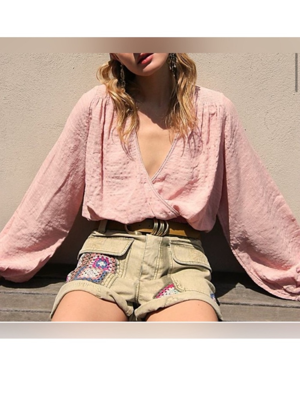 EIC sz small lightweight Free People Blush Blouse with elastic waist.